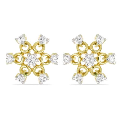 BUY WHITE DIAMOND GEMSTONE 14K GOLD CLASSIC EARRINGS